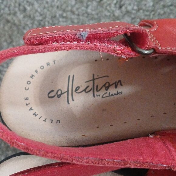 Collection by Clarks Lexi Qwin Coral Leather Sandals Women’s Size 8N NWT - Picture 6 of 8